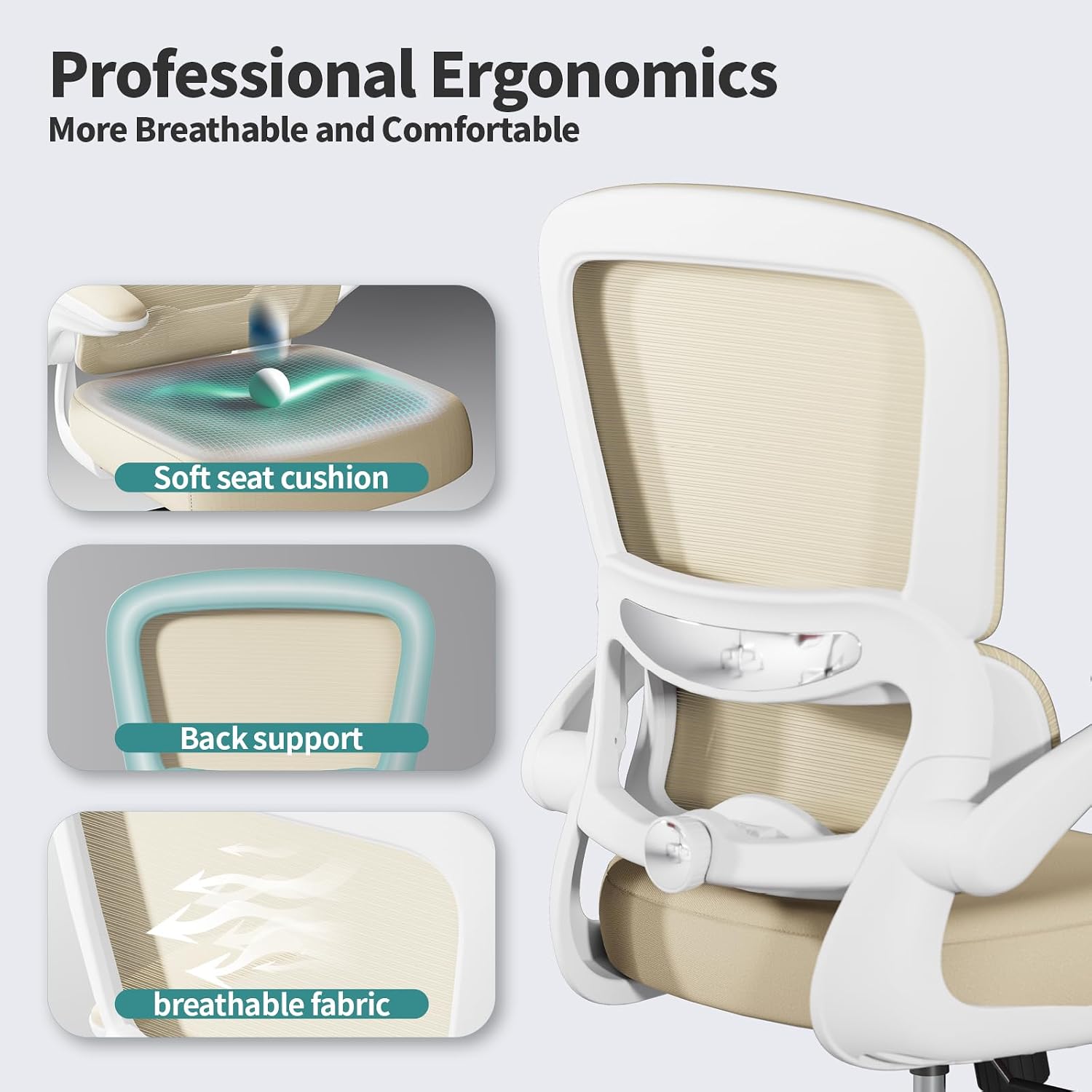 Detalle de TRALT Office Chair Ergonomic Mesh Chair with Lumbar Support