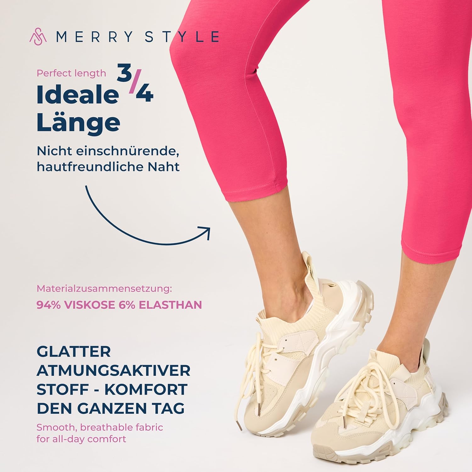 Thumbnail 3 de Merry Style Damen Leggings 3/4 Capri aus Baumwolle mit Stretch (MS10-199) – atmungsaktiv & elastisch