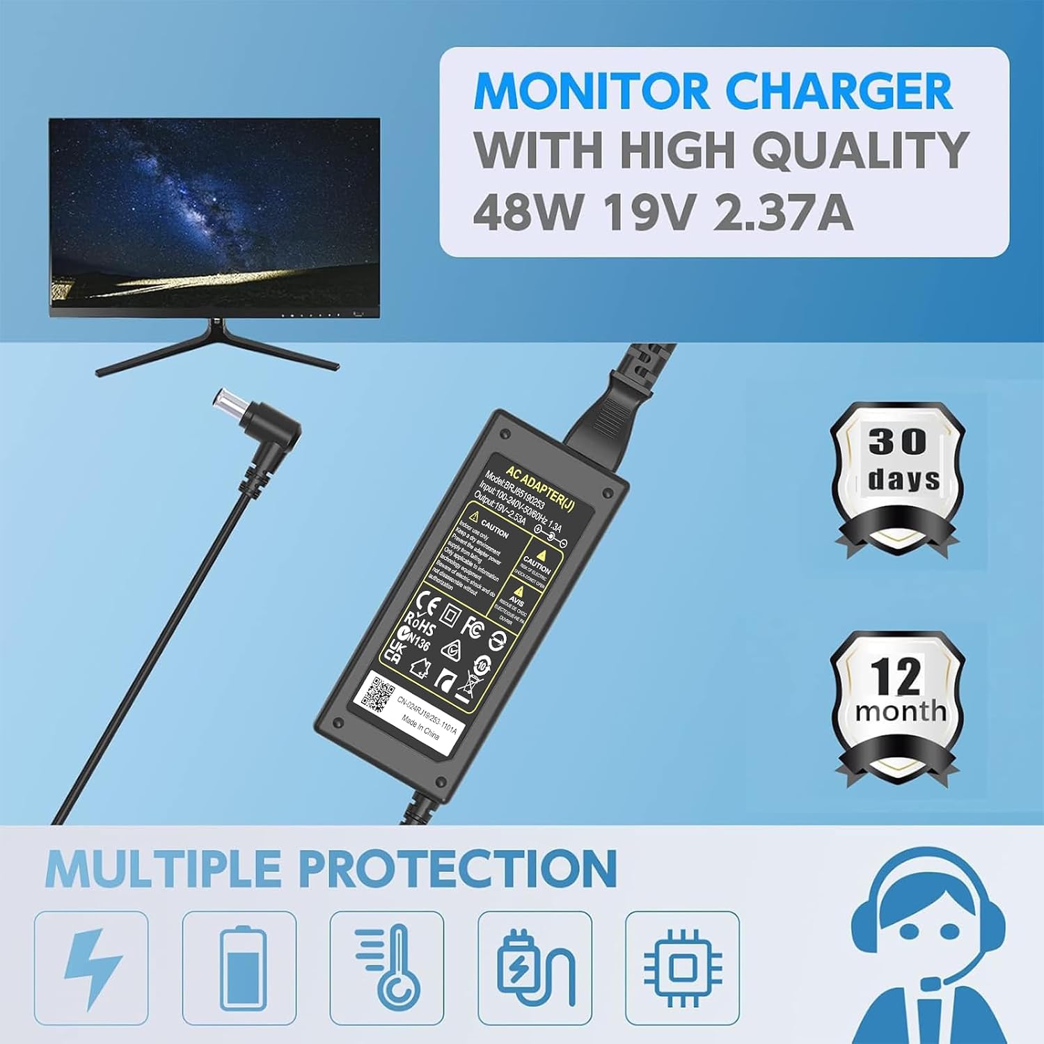 Thumbnail 6 de shefor 19V 2.53A Alimentatore compatibile per monitor