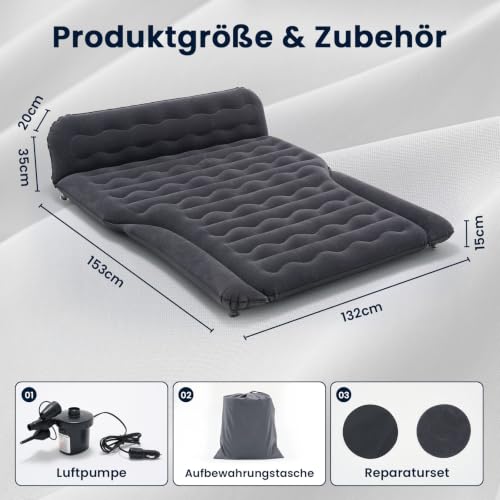 Detalle de Ytaoeo Auto Luftmatratze 188x132x15 cm – Aufblasbar fürs Camping & Reisen