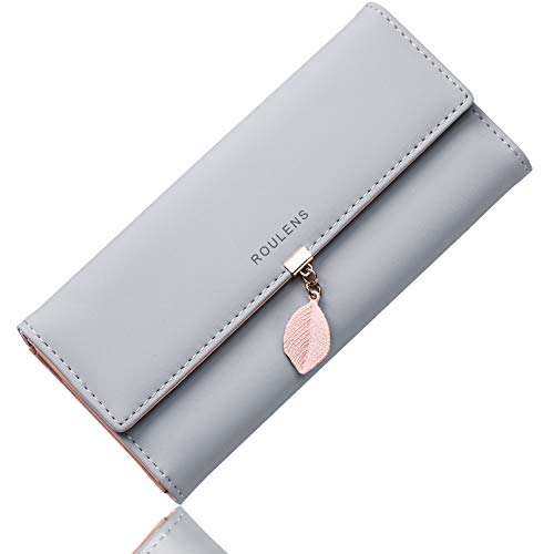 Detalle de Roulens Cartera de Mujer con RFID, Monedero Largo y Adorno Hoja