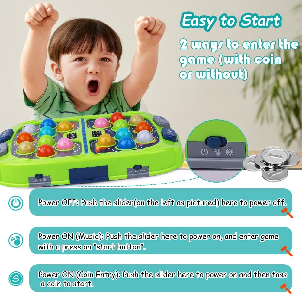 Thumbnail 2 de Whack Game Mole for Kids: Interactive 3-Mode Hammer Toy for Ages 3–8