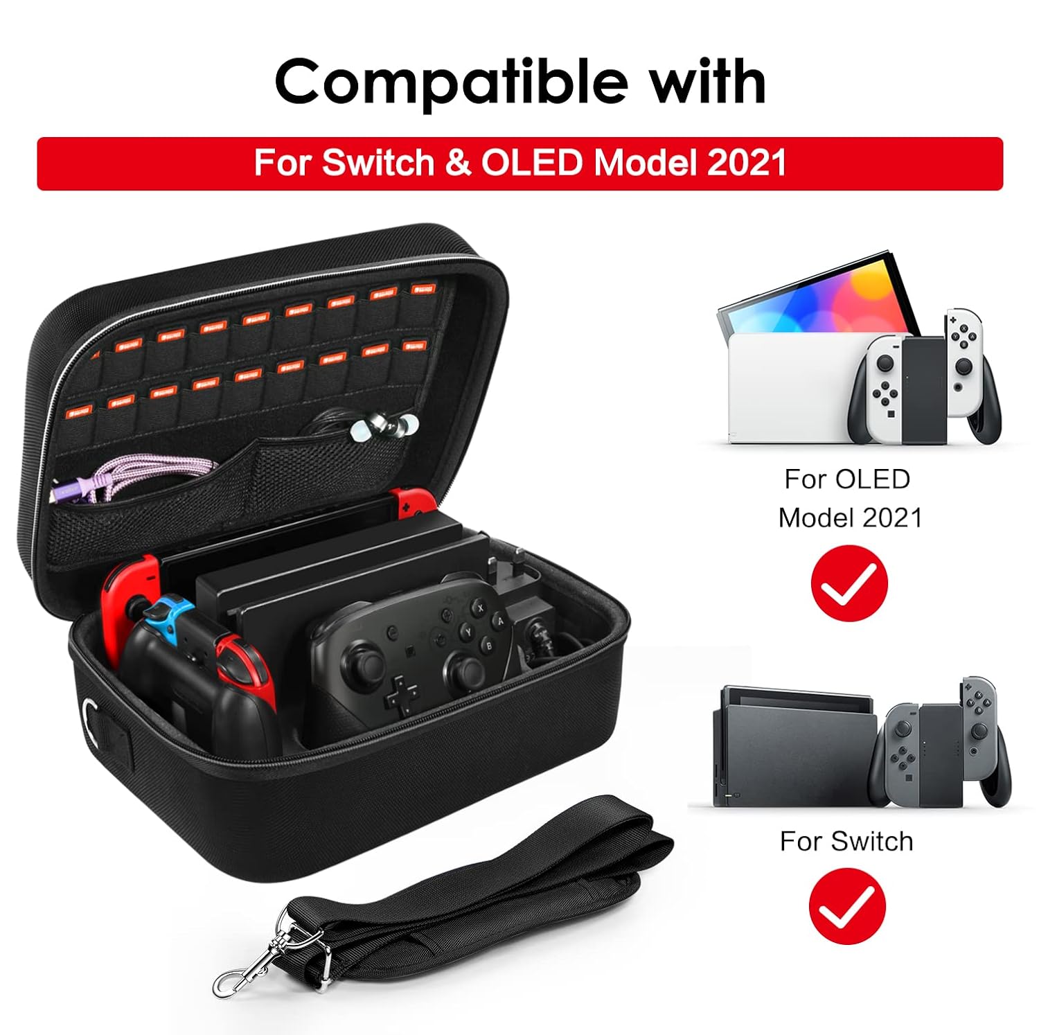 Detalle 2 de iVoler zerkar Nintendo Switch Carrying Case, EVA Hard Shell, 18-Game Storage