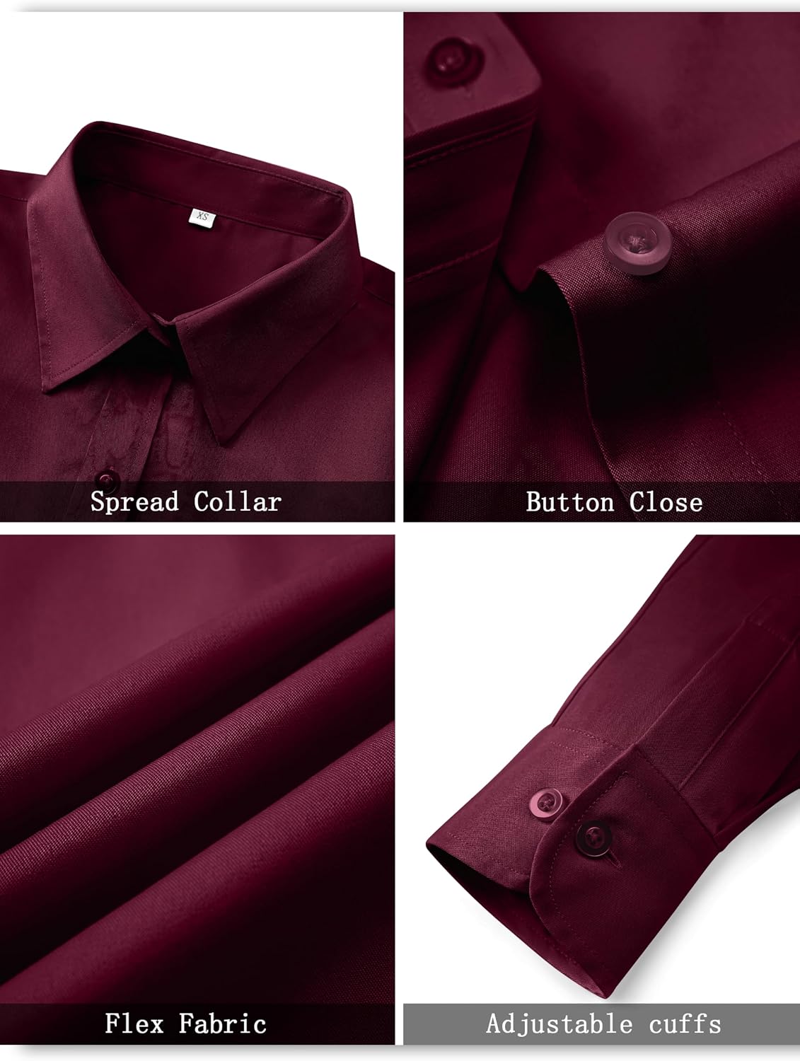 Detalle 1 de hearain Women's Wrinkle-Resistant Button-Down Shirt, Long Sleeve, Stretch Fabric