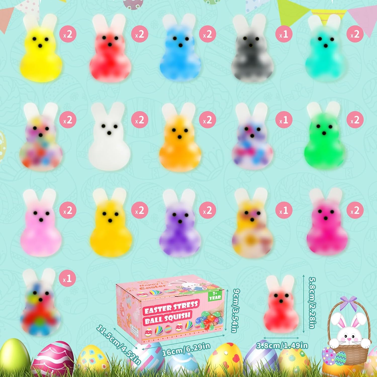 Thumbnail 1 de Oneser 24Pack Easter Squishies: Bunny Stress Balls for Easter Fun and Fidget Relief