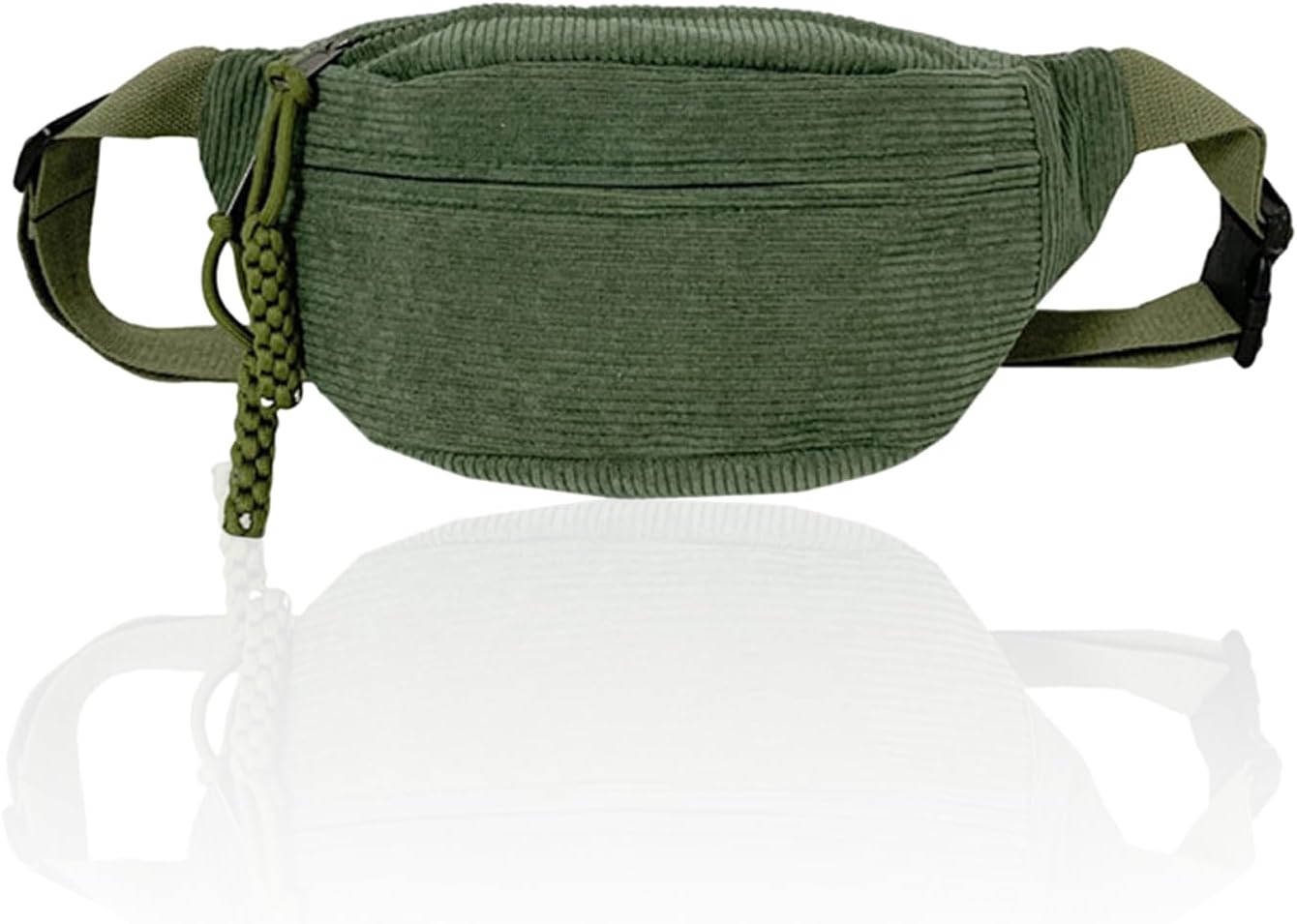 Detalle de Cord Umhängetasche Damen – Grün, vielseitige Bauchtasche mit 34 × 15 × 11 cm