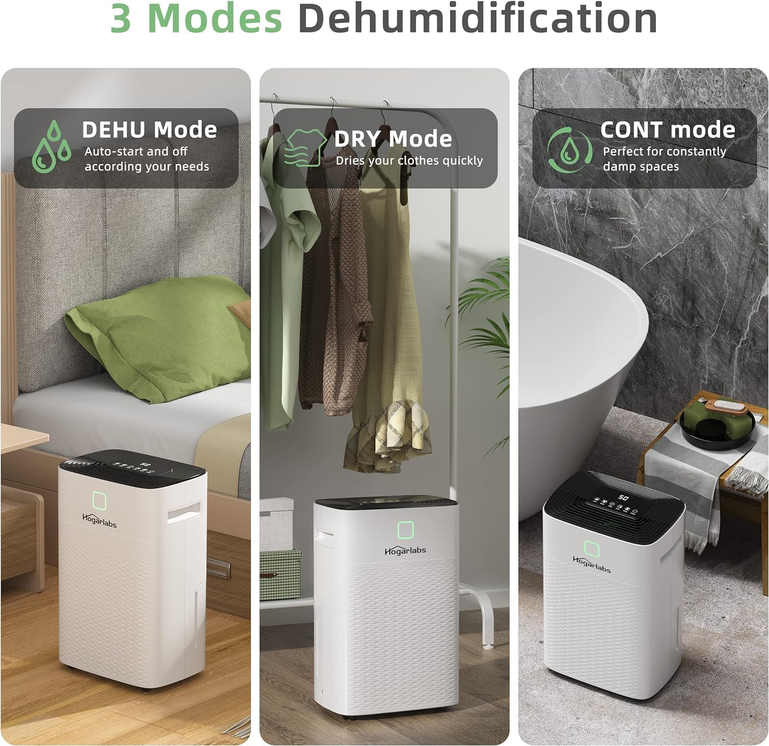 Detalle de HOGARLABS 50 Pint Smart Dehumidifier with 3 Modes and Drain Hose