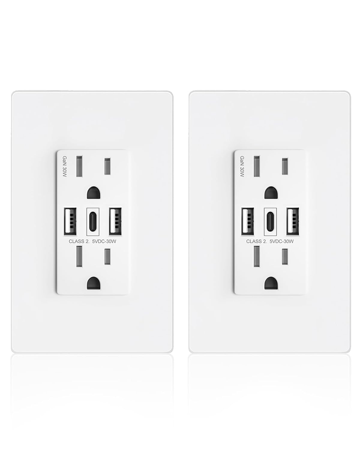 Detalle de ABBOTECH USB Wall Outlet, 30W GaN, 3 USB Ports, Tamper-Resistant