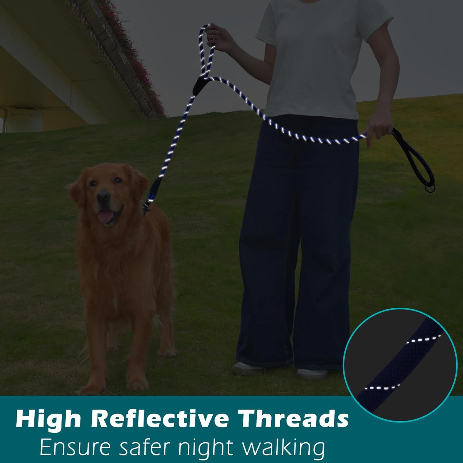 Thumbnail 3 de PetBonus Two Handles Dog Lead (150 cm) with Reflective Rope and Quick-Release Metal Clip