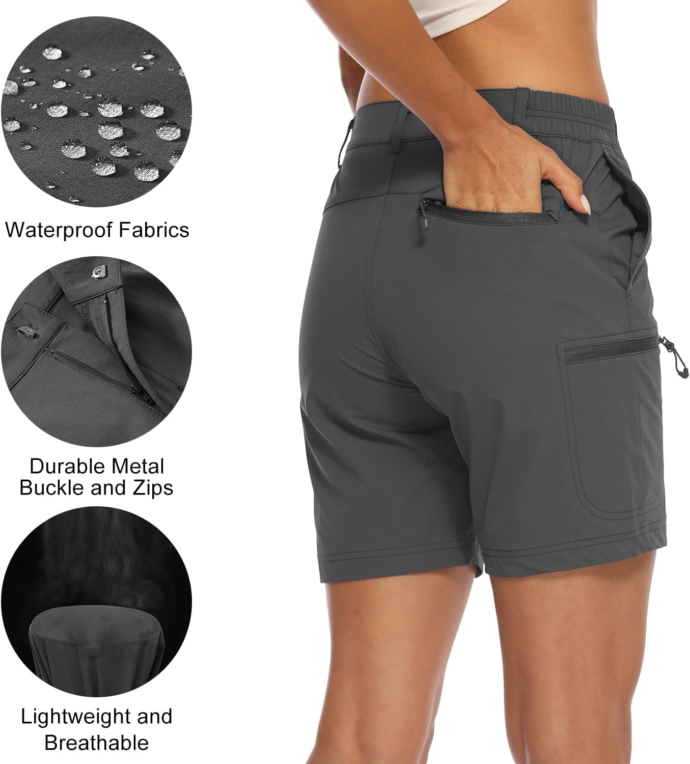 Thumbnail 4 de donhobo Women’s Walking & Hiking Cargo Shorts with Quick-Dry, Stretch Waist and UPF 30+