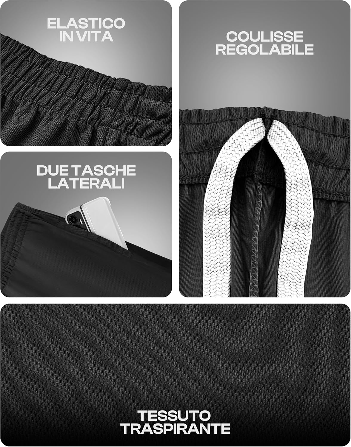 Thumbnail 3 de NY Threads pantaloncini sportivi da uomo con asciugatura rapida, vestibilità ampia e tasche (Small)