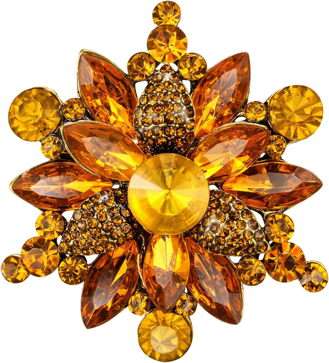 Thumbnail 4 de Broche fleur Clearine en cristal autrichien et strass, style art déco (marquise) vert émeraude et ton antique or