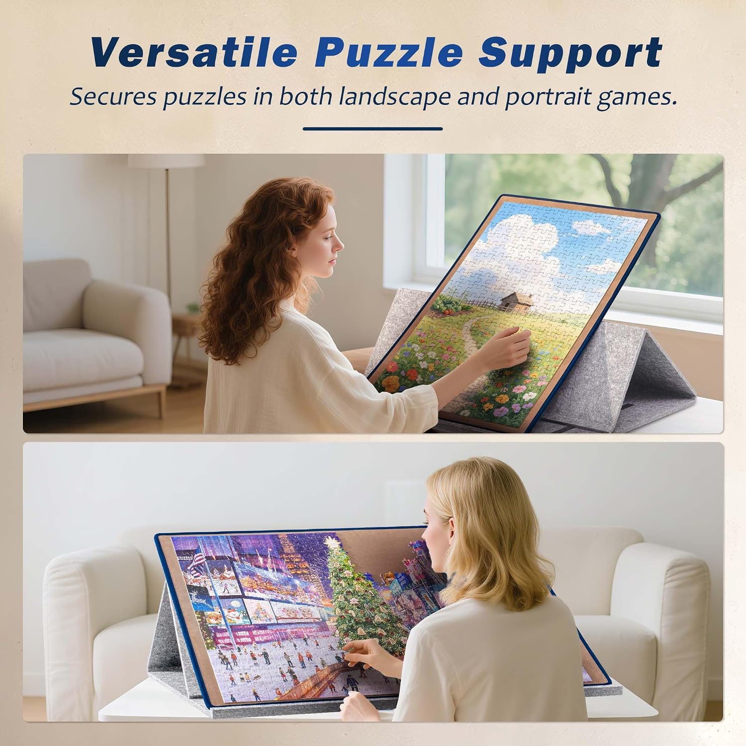 Thumbnail 3 de Tektalk Jigsaw Puzzle Board with 2-in-1 Stand & Cover (Khaki) for Up to 1000 Pieces