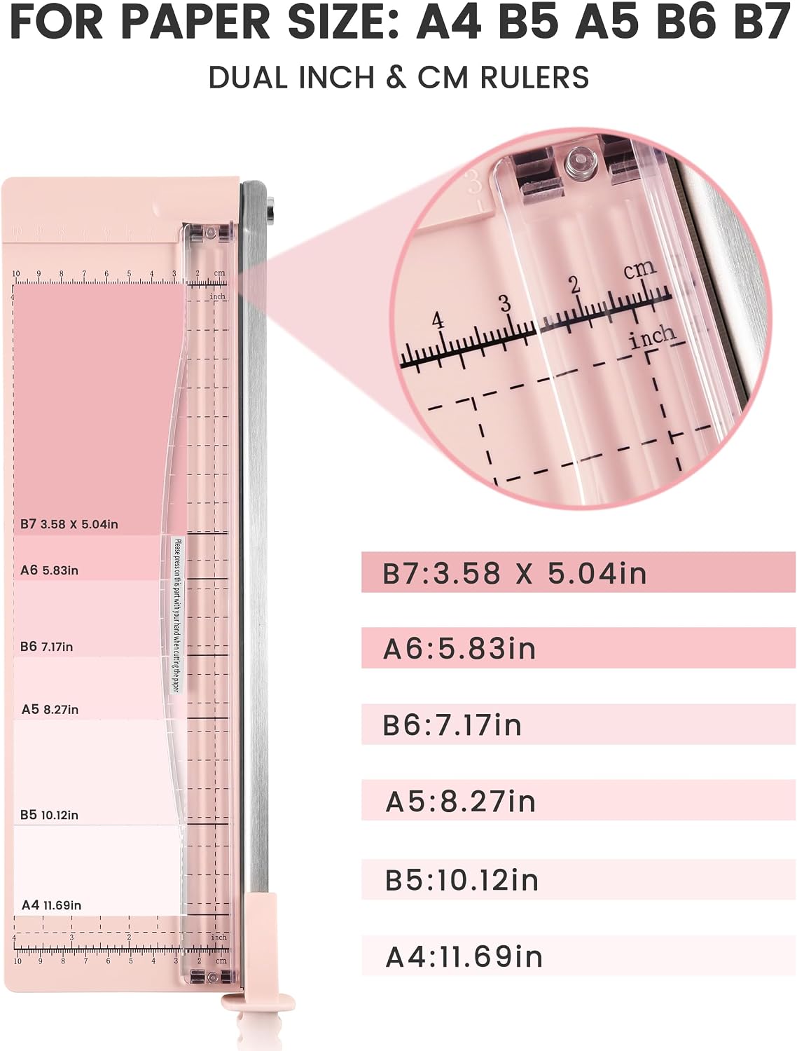 Detalle 2 de MAKEASY STC408 12-Inch Guillotine Paper Cutter, 12-Sheet Capacity, Pink