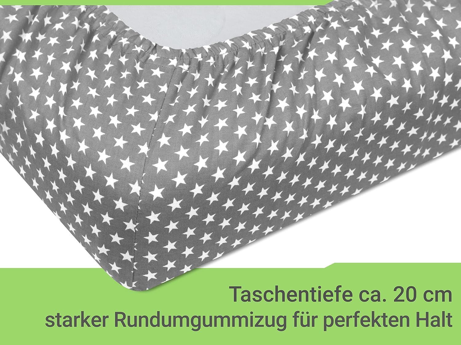 Thumbnail 4 de Emily's Check - Drap Housse 70x140 en coton bébé à carreaux avec étoiles – Anthracite