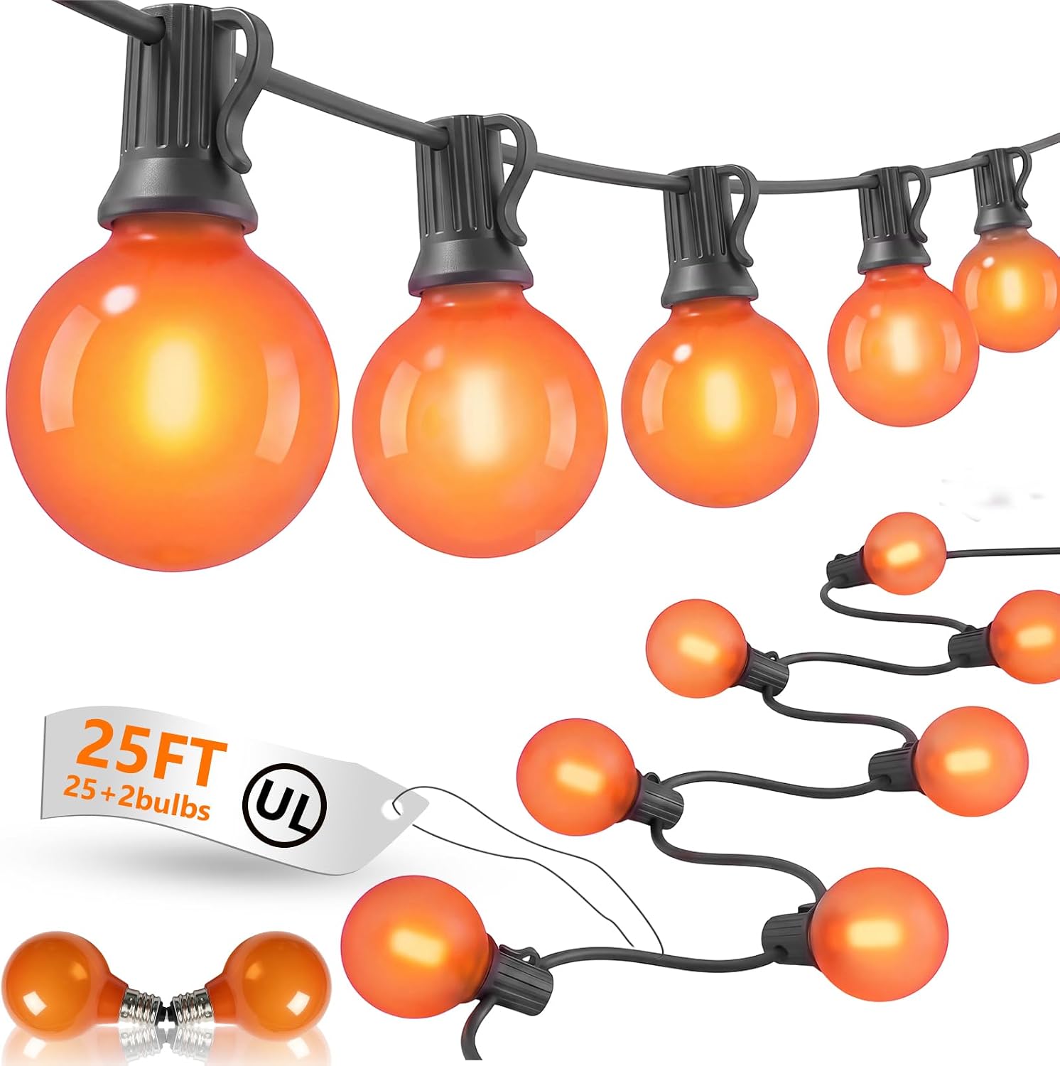 Detalle de Orange LED Outdoor String Lights 25-Foot