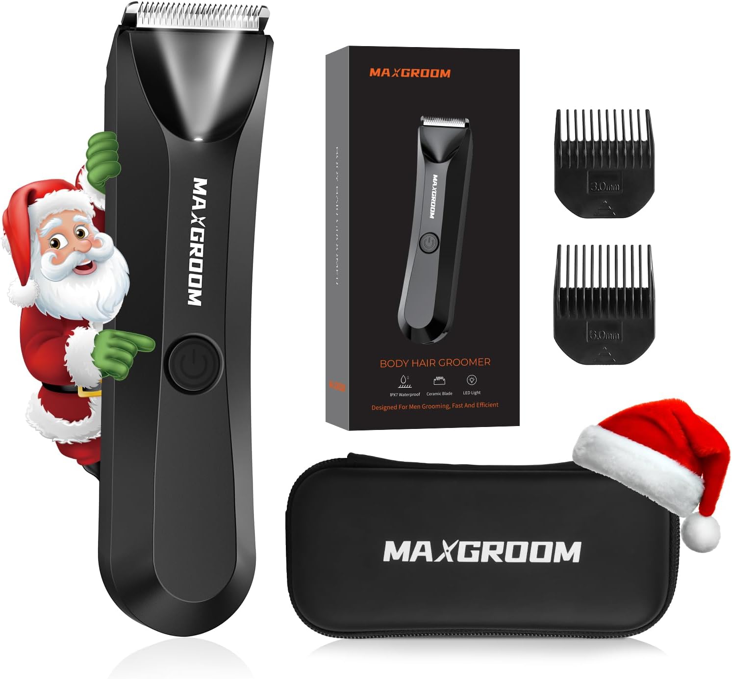 Detalle de MAXGROOM M-9087-BK Body & Pubic Hair Trimmer, IPX7 Waterproof with LED