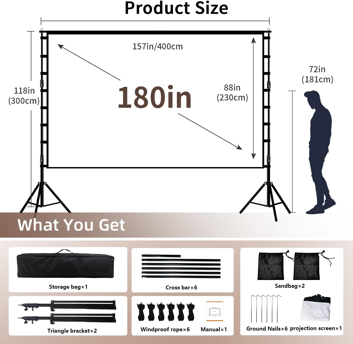 Detalle de Wootfairy 180 inch projector screen