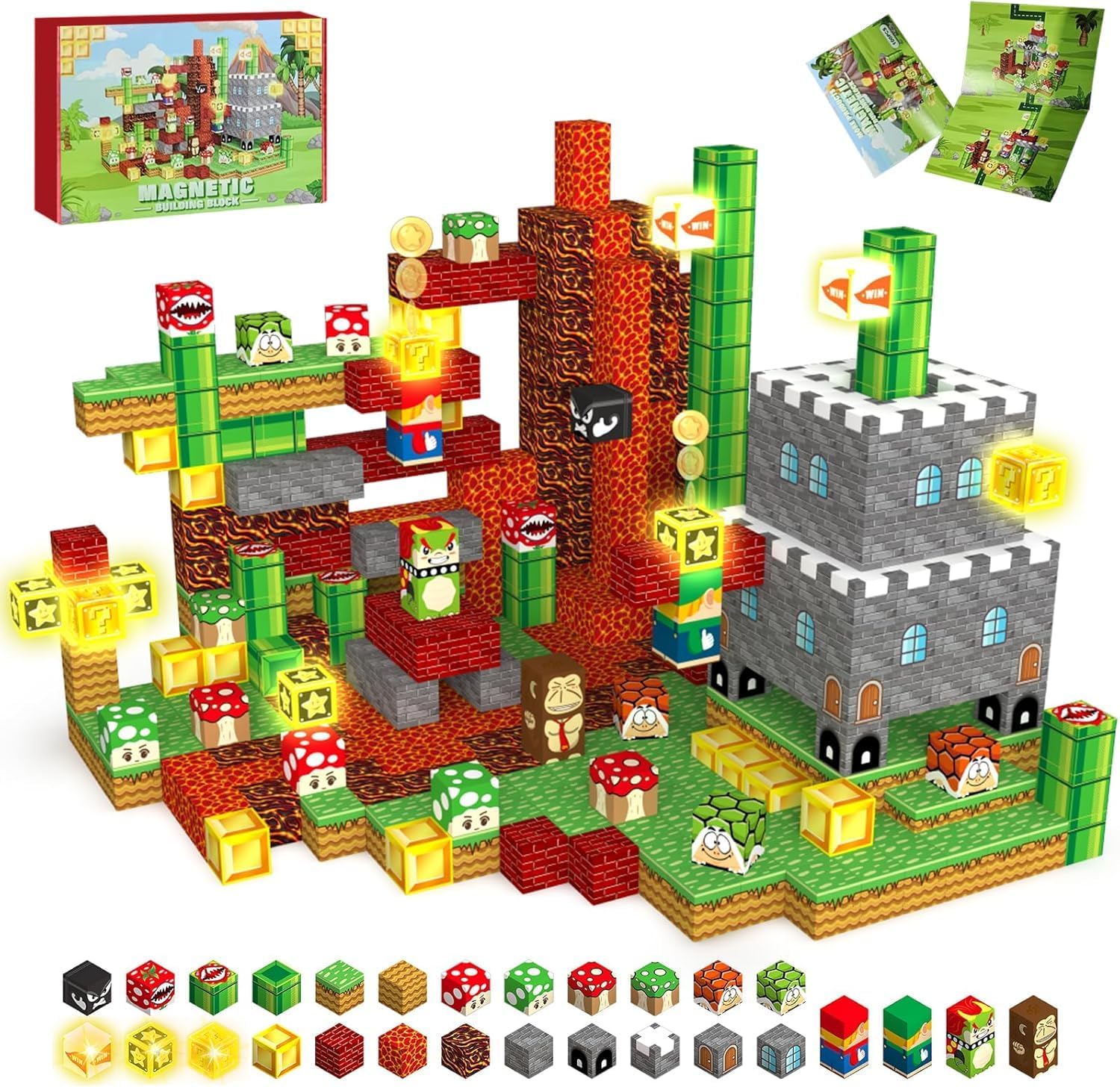 Detalle de MEDMHSMA Magnetic Blocks 100PCS: Light-Up 1-Inch Magnetic Building Toys for STEM Play