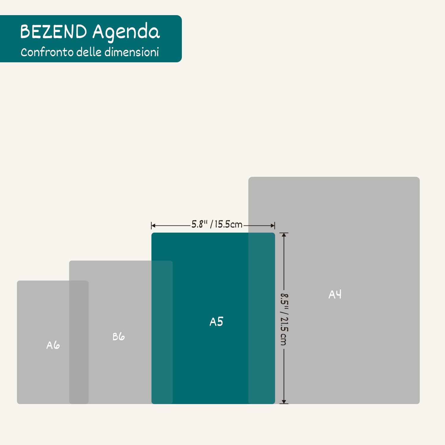 Thumbnail 5 de BEZEND Agenda 2026-2027 Settimanale A5: 18 mesi di organizzazione con copertina in pelle PU nera