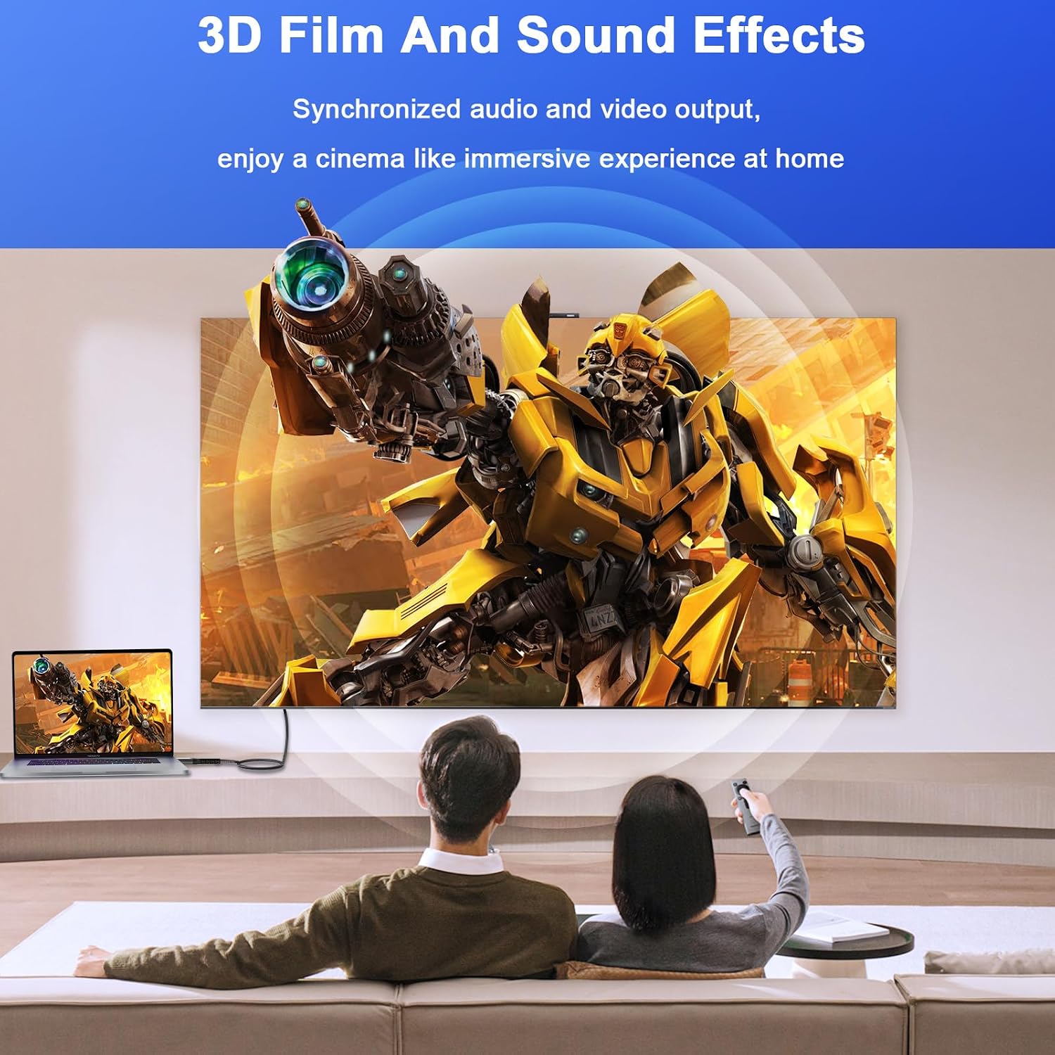 Detalle de baolongking 8K HDMI zu HDMI 2.1 Ultra High-Speed Kabel – Nylongeflochten, 0,5 m
