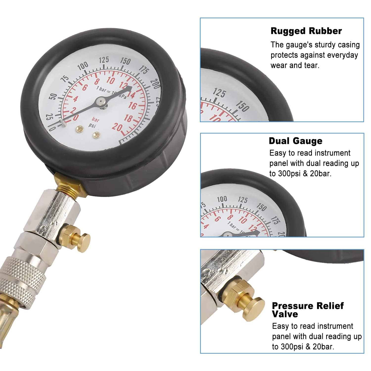 Thumbnail 2 de BOOMSTART 8PCS Petrol Compression Tester 0-300 psi