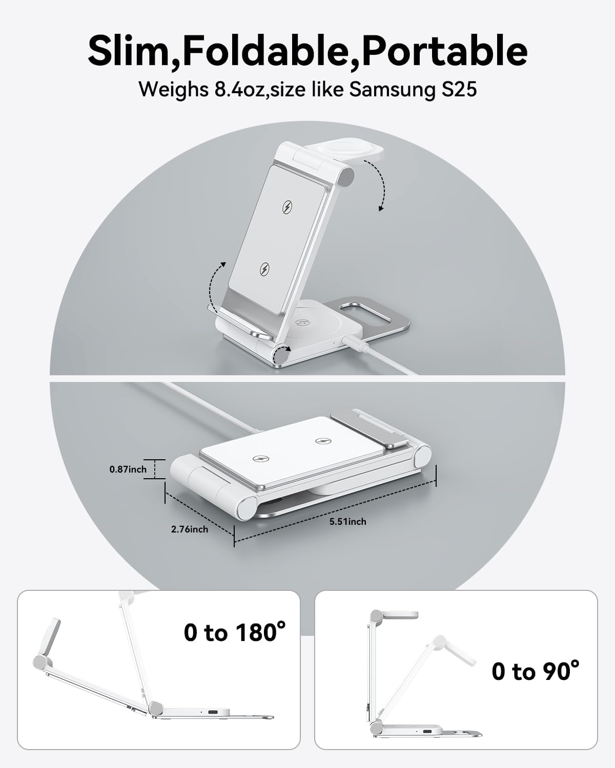 Detalle de 3-in-1 Wireless Charging Station for Samsung Galaxy S26/S25/S24/S23/S22/S21/S20, Watch 8/Classic/Ultra/7/6/5/4, and Galaxy Buds