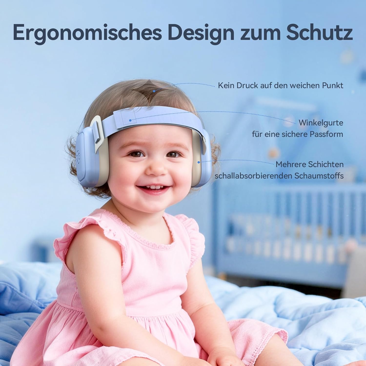 Detalle 2 de UseNiy Baby Ear Protection for Infants and Toddlers (3–48 Months) – 25dB Noise Reduction Earmuffs, Blue