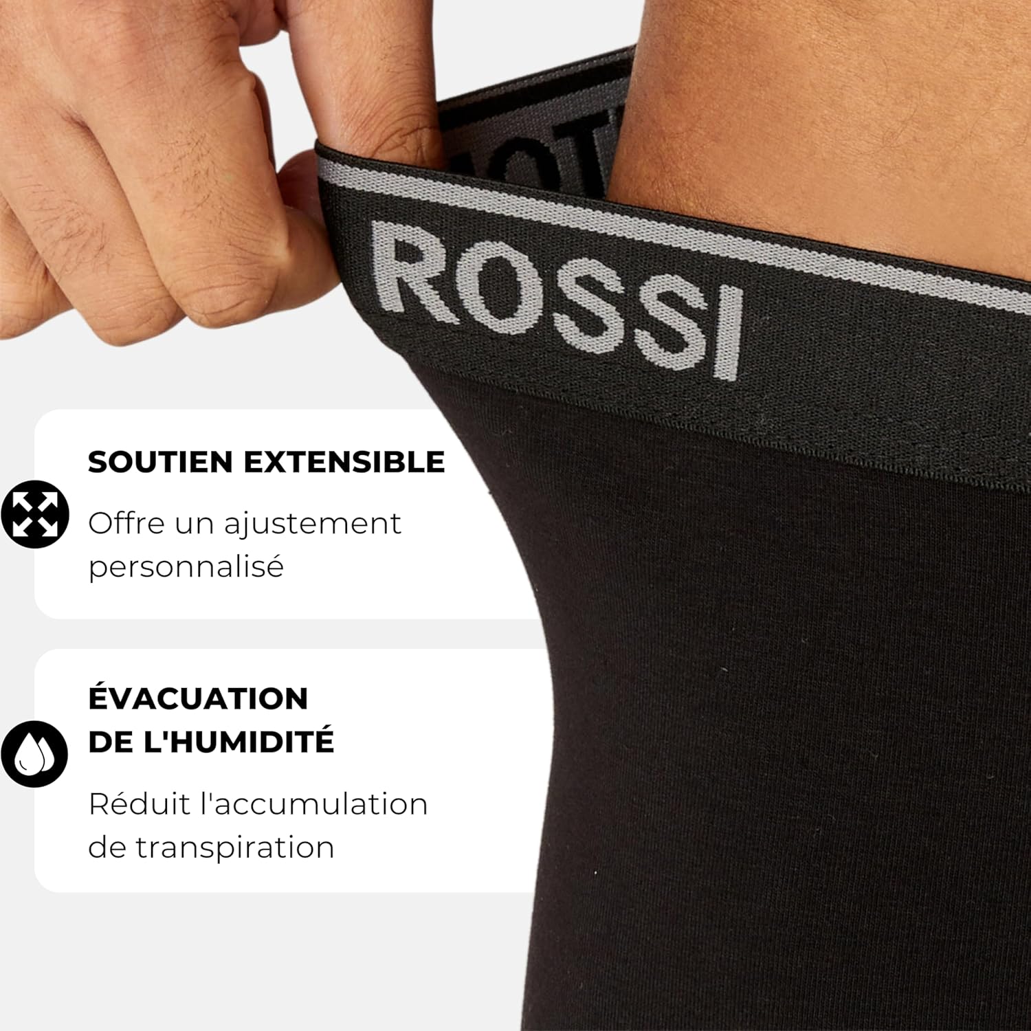 Detalle de ANTONIO ROSSI – Lot de 12 boxers ajustés pour hommes avec ceinture élastique