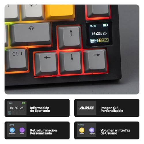 Thumbnail 2 de EPOMAKER Ajazz AK820 Pro ISO-ES: Teclado Mecánico Inalámbrico 75% con Pantalla TFT, Perilla y RGB para PC/Mac