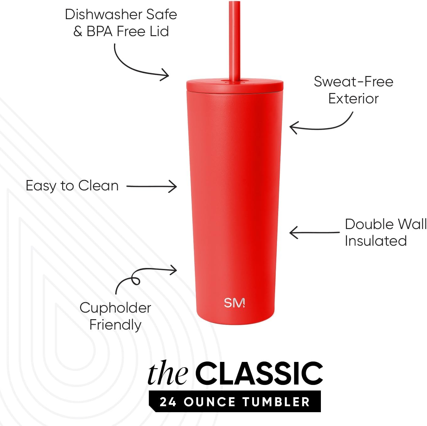 Thumbnail 2 de Simple Modern Classic Tumbler with Straw Lid (24oz) in Saffron
