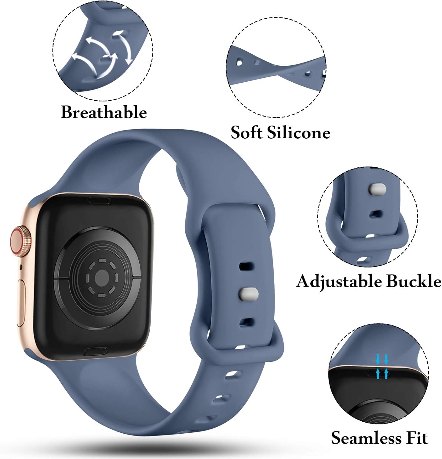 Detalle 2 de CeMiKa Apple Watch strap 45mm soft silicone band
