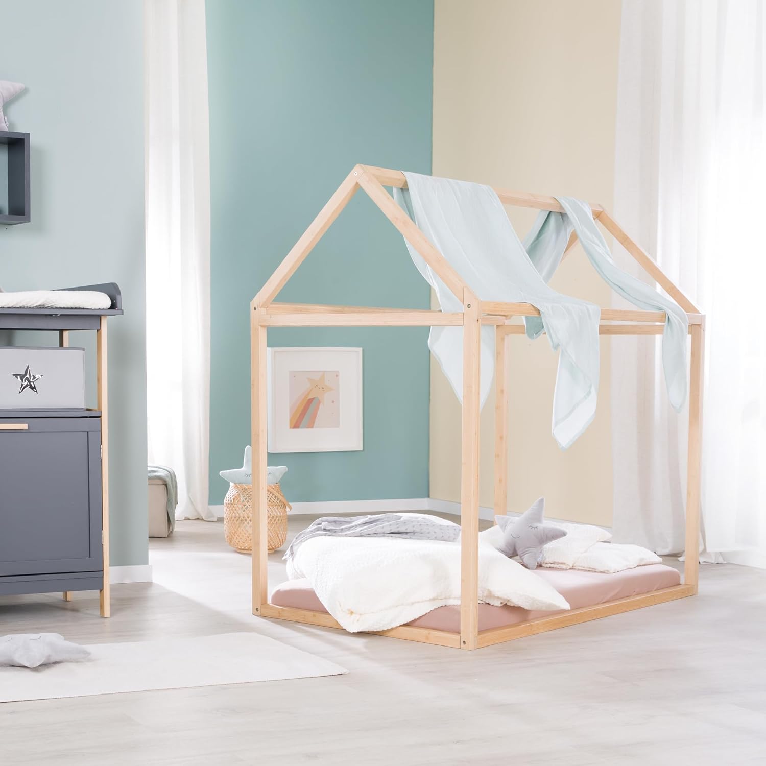 Thumbnail 2 de roba Hausbett Montessori 70 x 140 cm – Kinderbett aus FSC-Bambus, Montessori-Prinzip