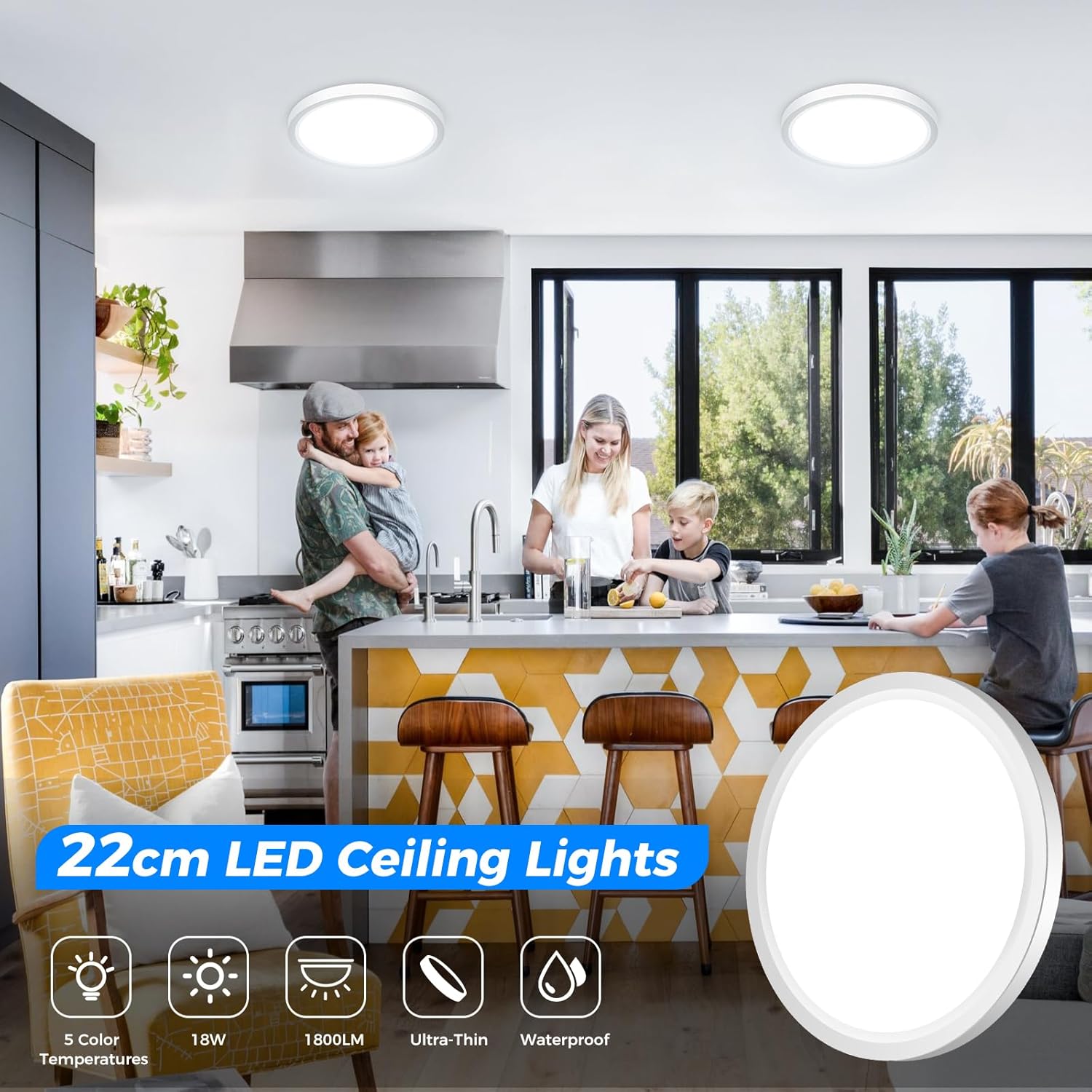 Thumbnail 2 de Peasur 18W LED Bathroom Ceiling Light 22cm