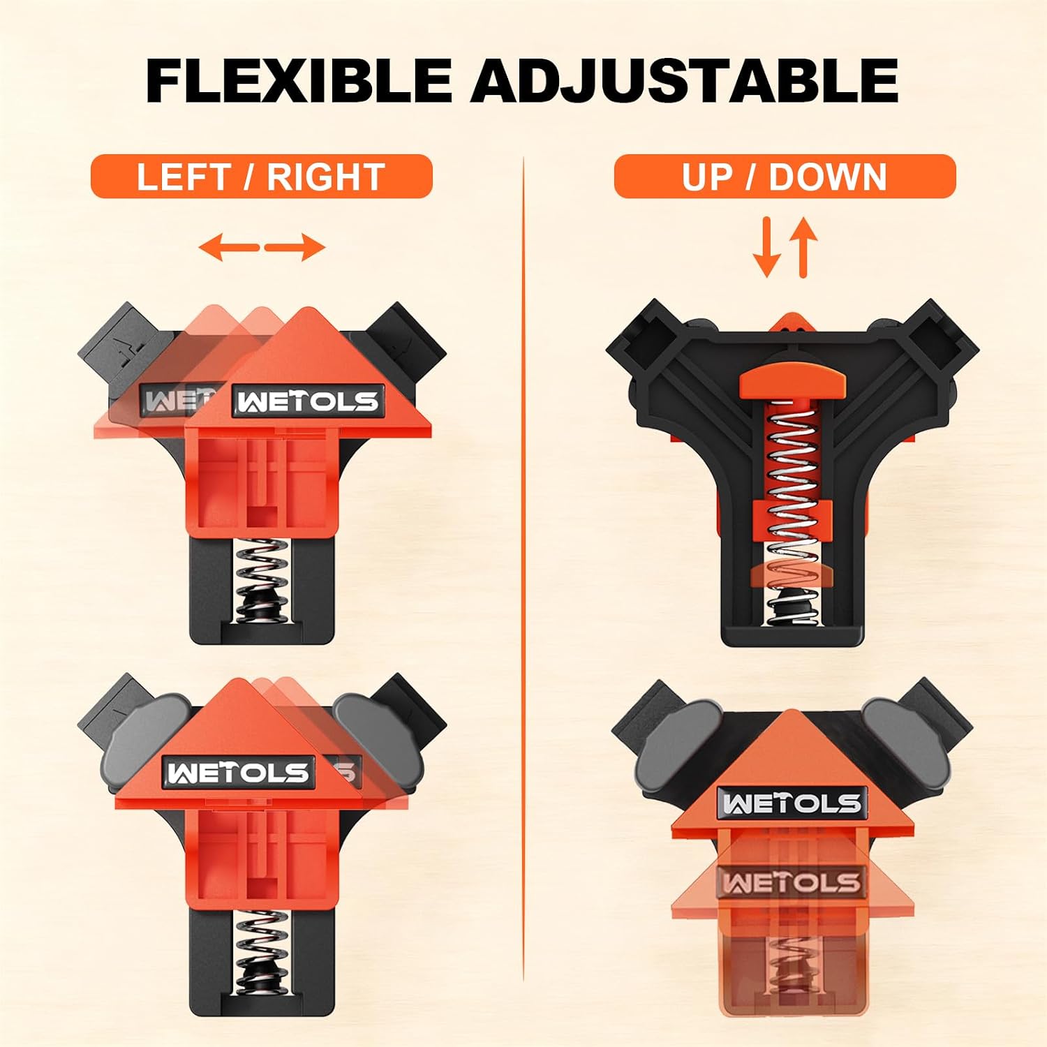 Thumbnail 2 de WETOLS WE404 90-Degree Corner Clamps, 4-Piece Adjustable Set