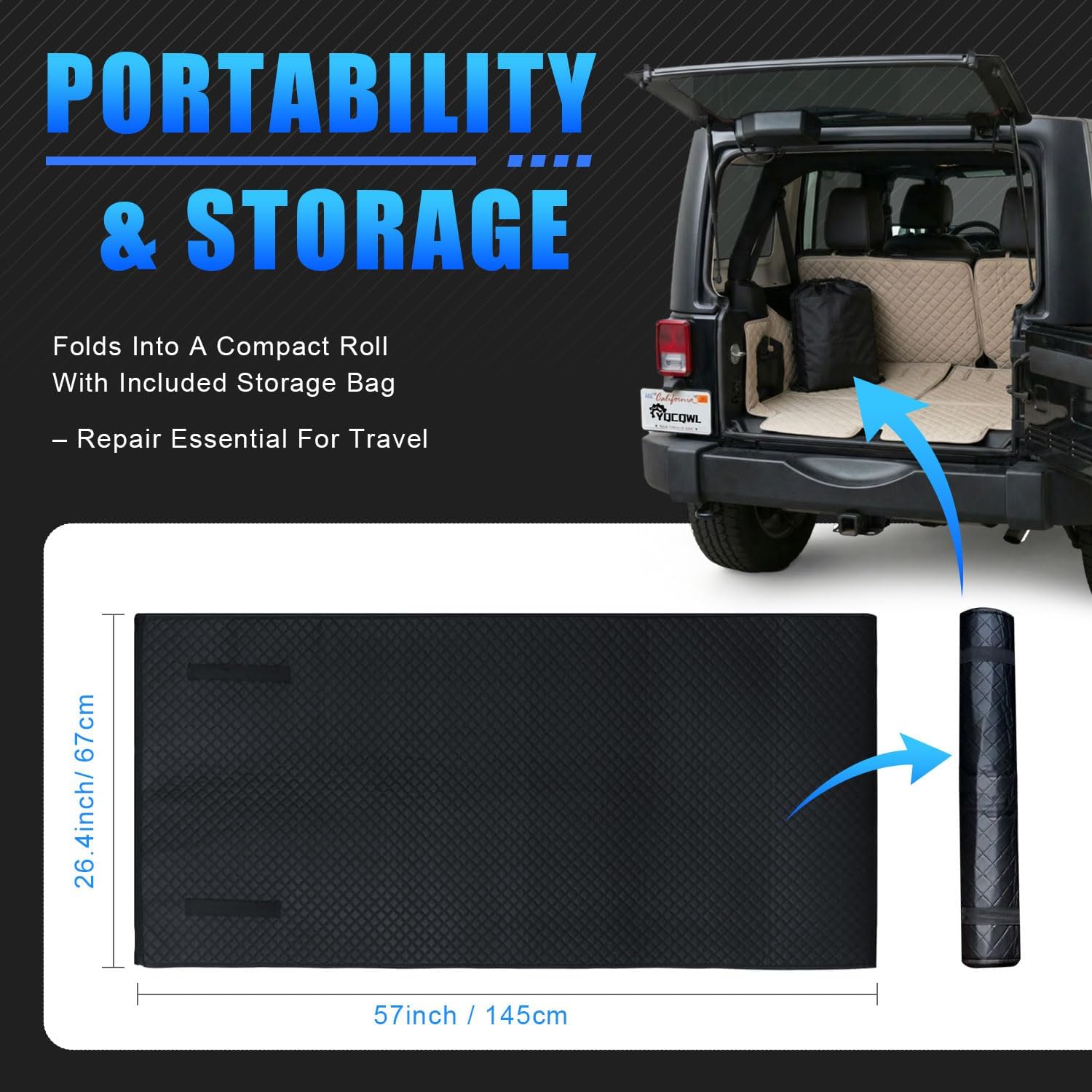 Detalle 2 de YQCQWL Rolling Creeper Mat — 145×67cm Portable Under Car Repair Pad with Storage Bag