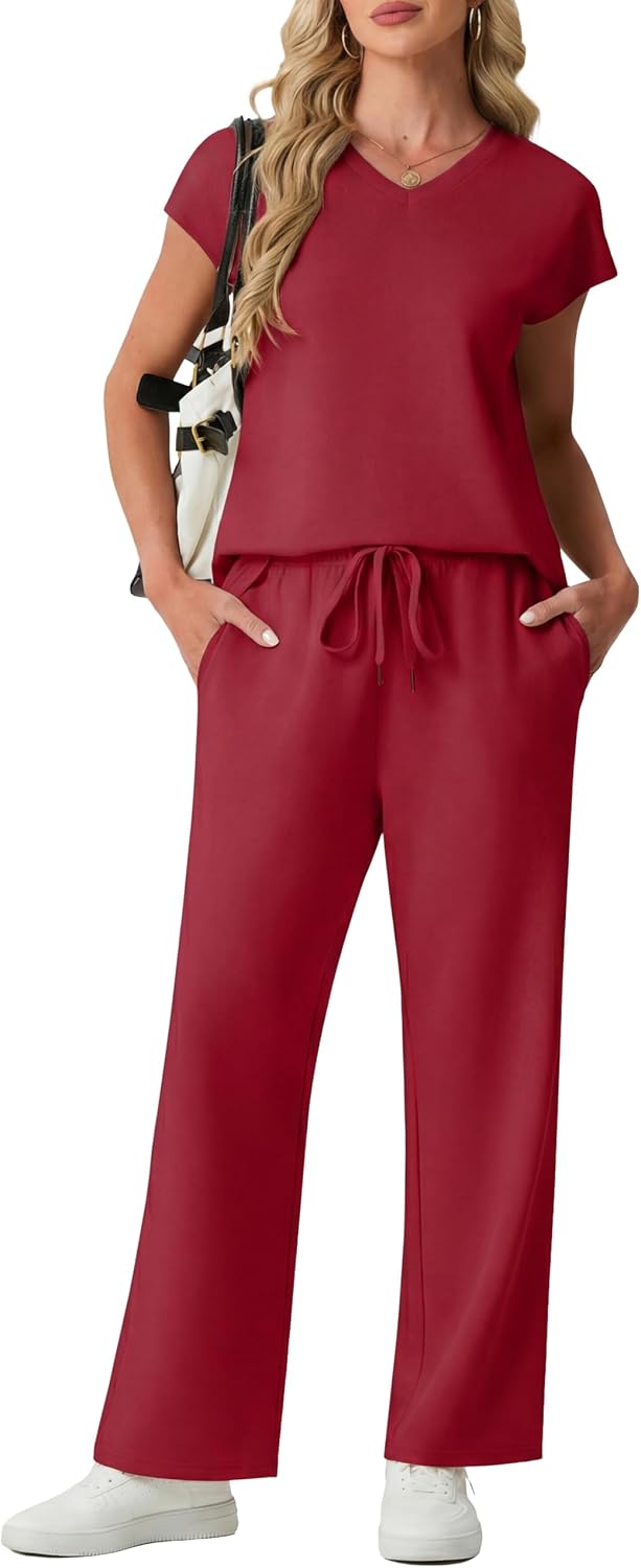 Thumbnail 6 de GRECERELLE Women's Tracksuit Full Set: Summer Short Sleeve Lounge Wear Two-Piece