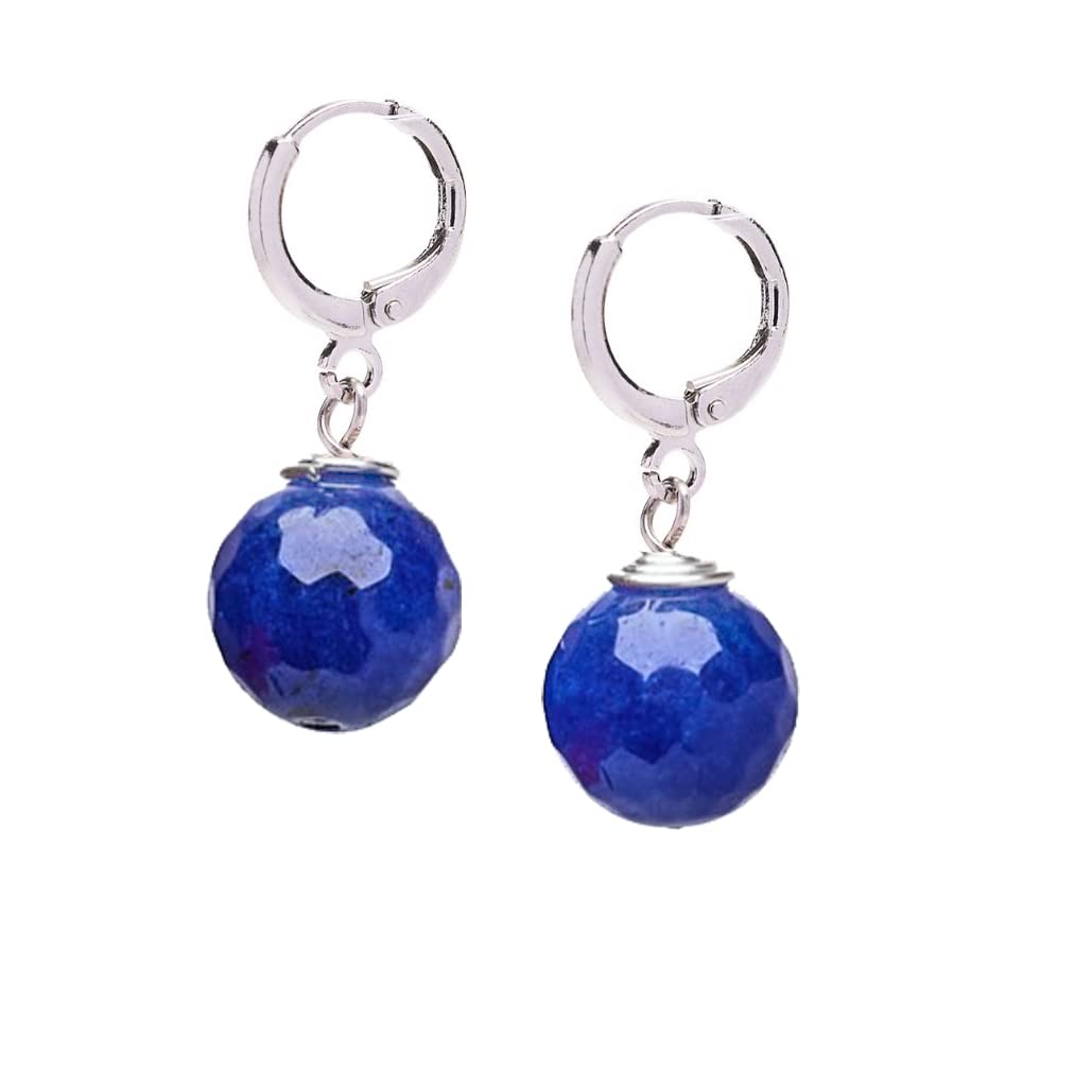 Thumbnail 6 de TreasureBay handmade 12mm gemstone beaded drop earrings in gold-plated leverback (blue turquoise)