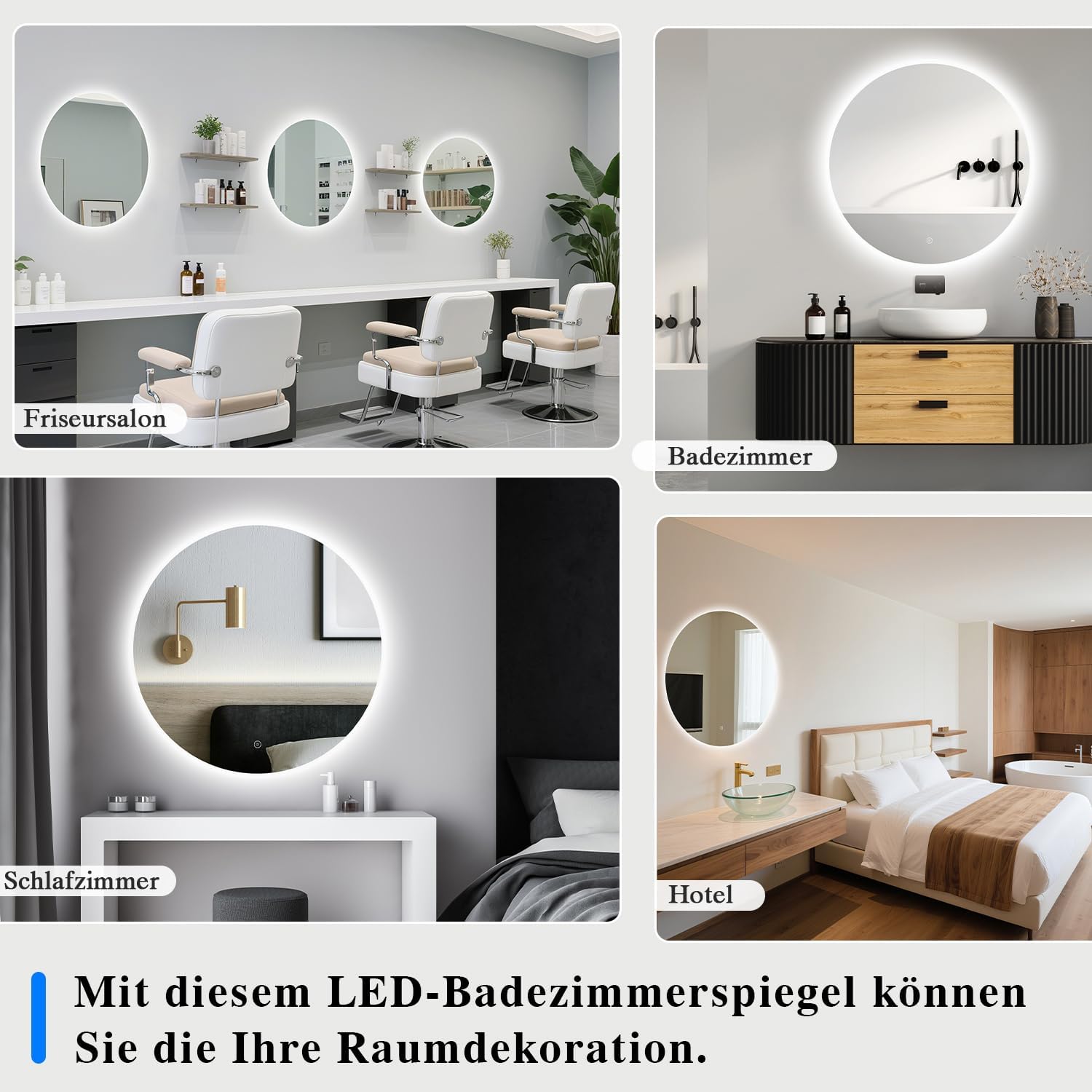 Thumbnail 6 de Archaluxe Badspiegel mit Beleuchtung Ø50 cm