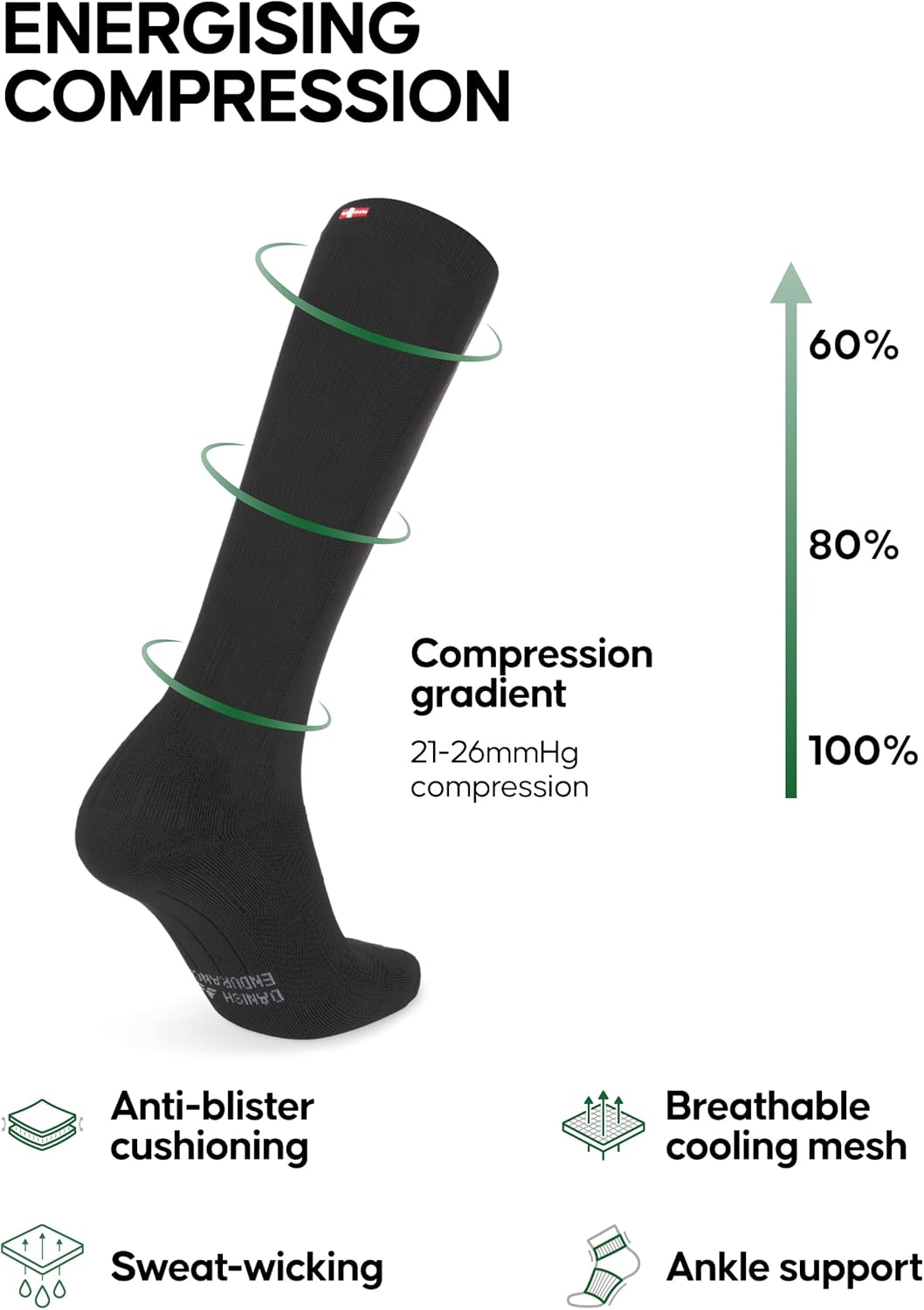 Thumbnail 1 de DANISH ENDURANCE Compression Socks 21-26 mmHg – Recovery Boost for Running & Travel