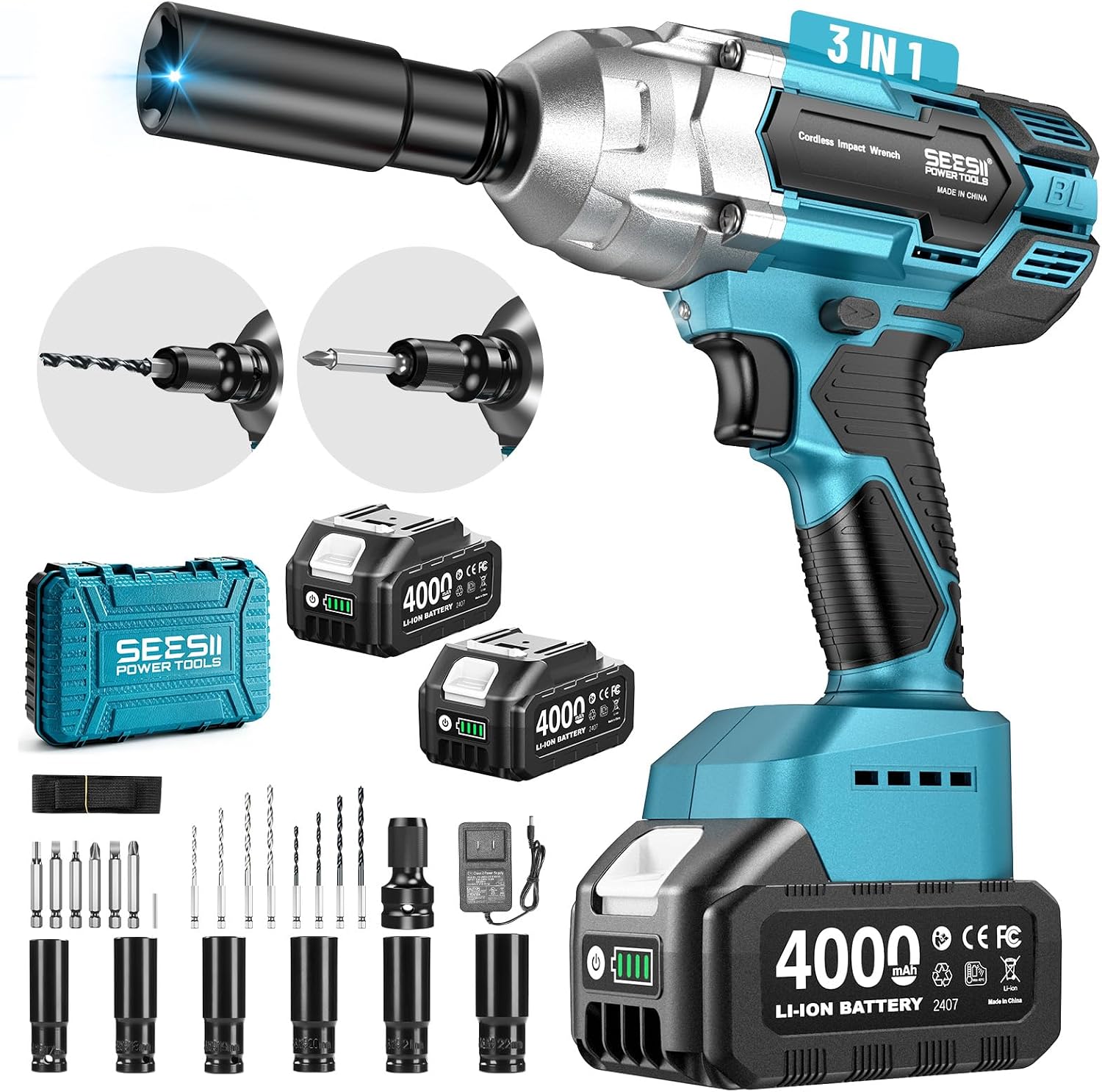 Detalle de Seesii WH700 1/2" Impact Wrench — 479 Ft-lbs
