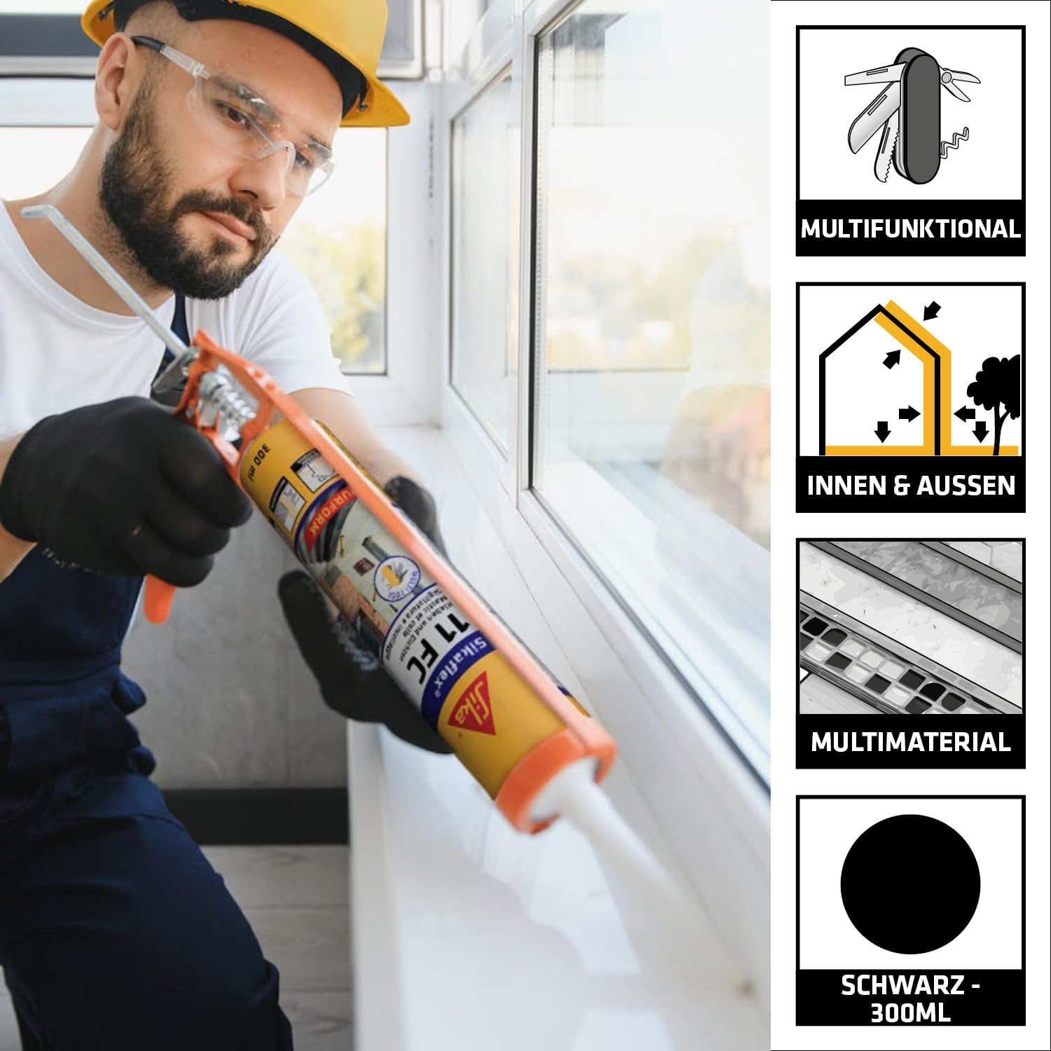 Thumbnail 1 de Sikaflex-11 FC Purform Schwarz – elastischer Kleb- und Dichtstoff 300 ml