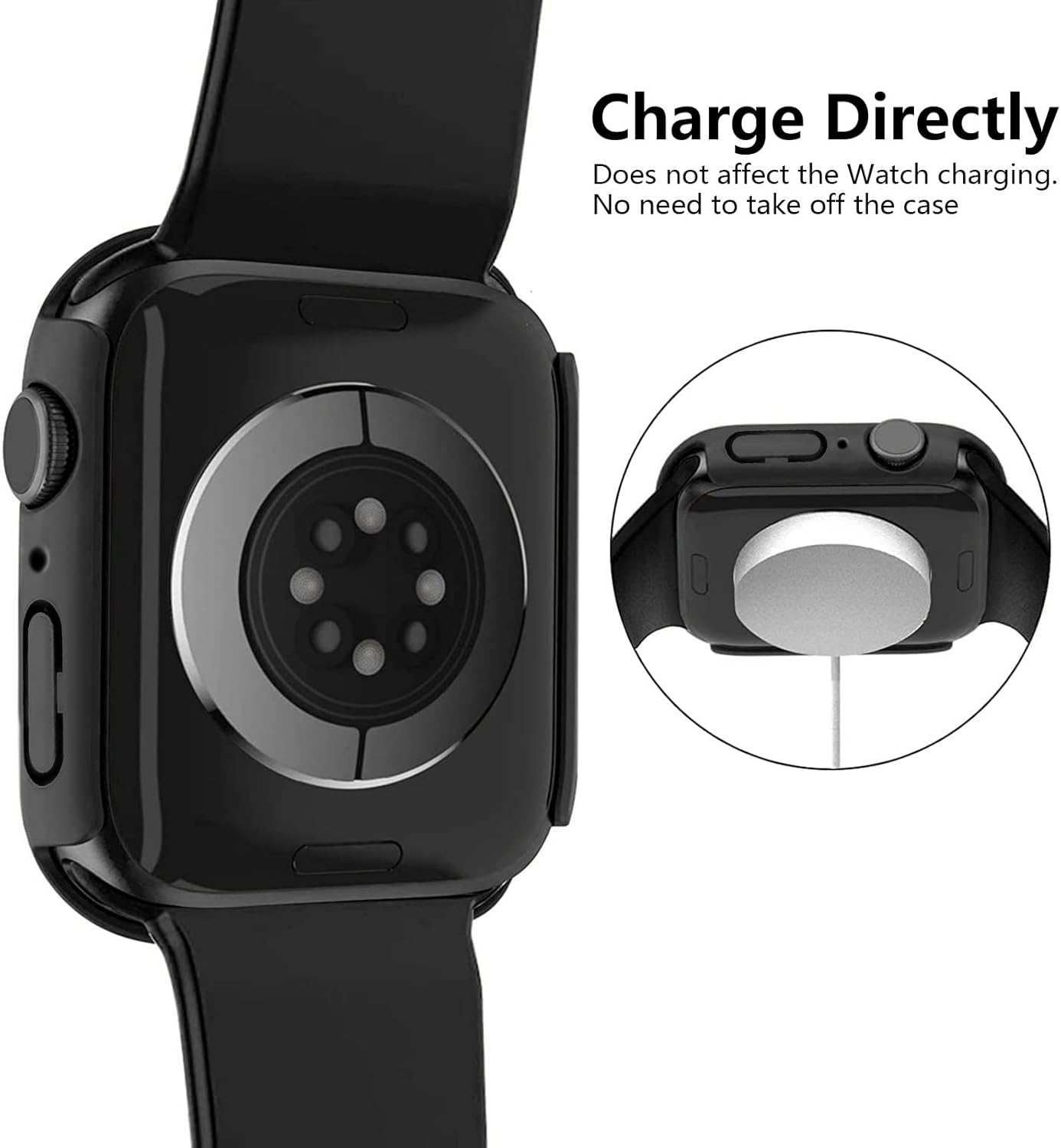 Detalle 2 de AOTUAO 4 Pezzi Cover per Apple Watch 41mm Series 9/8/7 – Protezione Schermo Temperato Trasparente