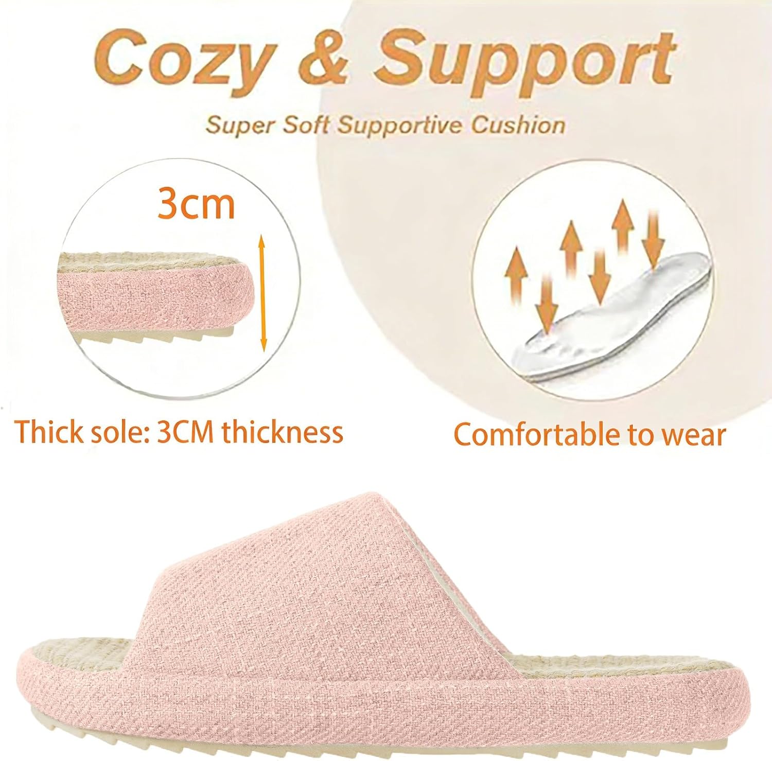 Thumbnail 4 de Eagsouni Pantofole di Lino Memory Foam per Donna – Comfort Antiscivolo in Maison