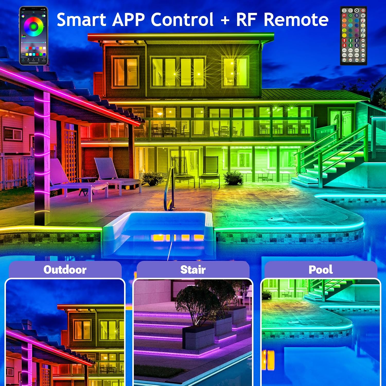 Thumbnail 2 de LETIANPAI 30 m Outdoor LED-Streifenleuchte (IP68) mit Musik-Synchronisation & App-Fernsteuerung