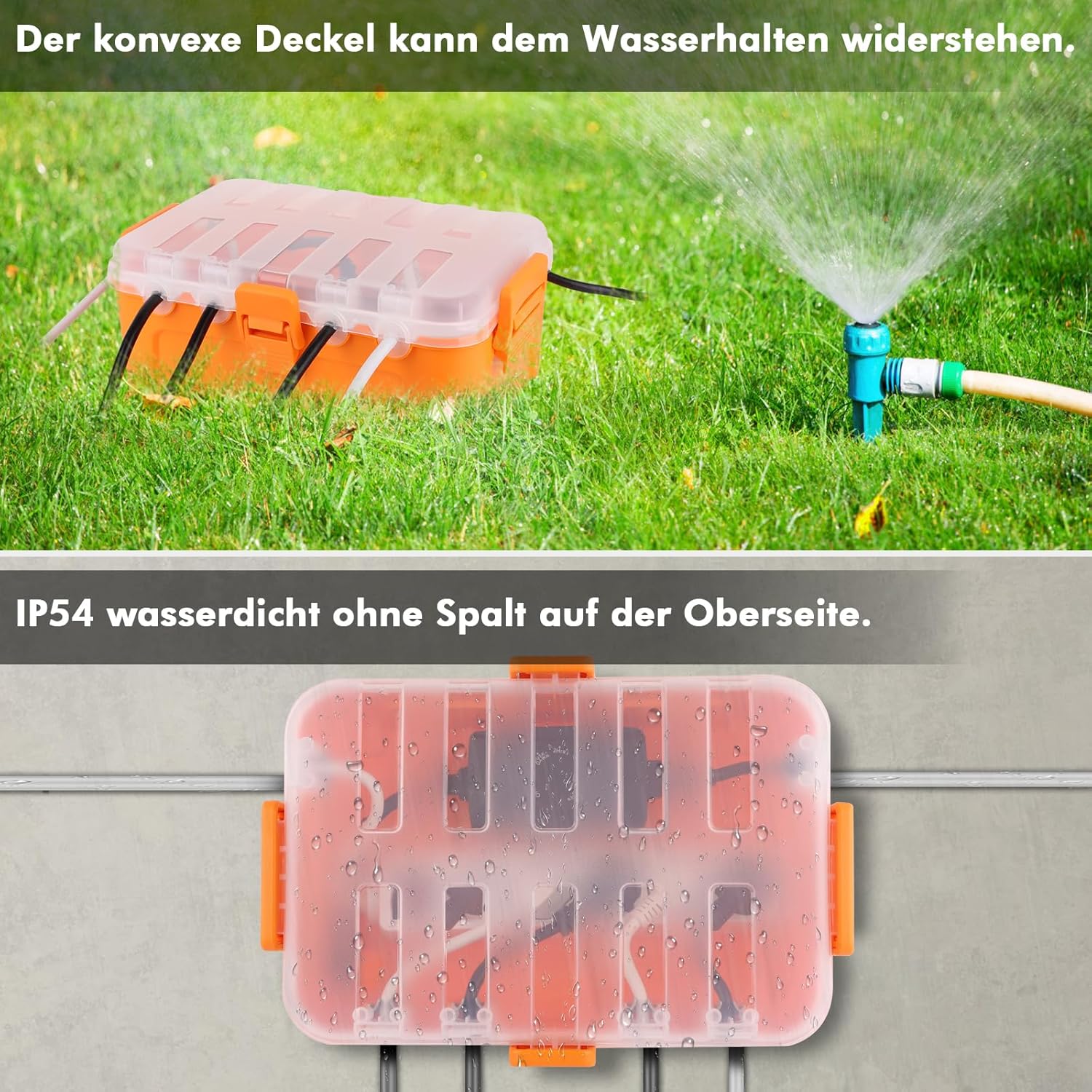 Thumbnail 4 de RESTMO Extra große wasserdichte Kabelbox (IP54) mit transparentem Deckel, 32 x 22 x 13 cm, orange