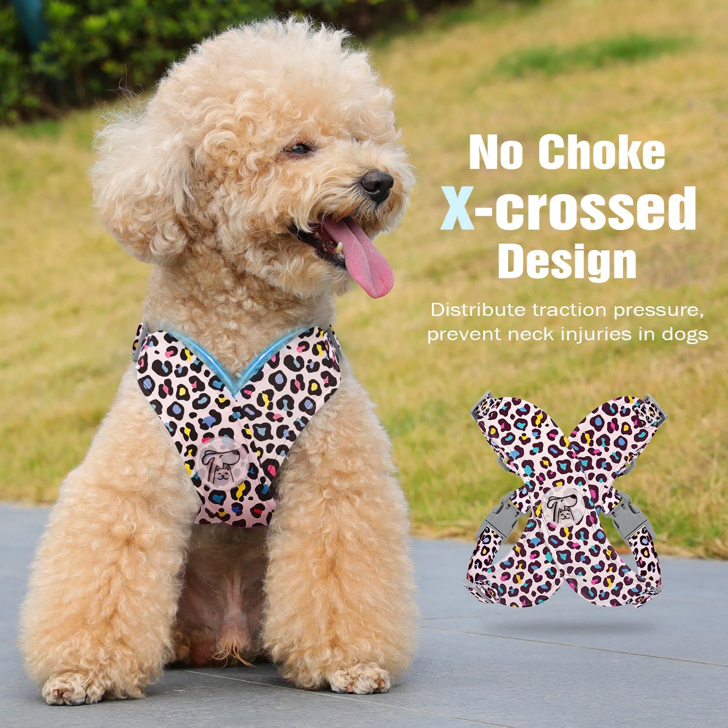 Thumbnail 2 de Pawaboo Set Imbracatura e Guinzaglio per Cani Piccoli - Modell X Leopardato Rosa, taglie S/M/L
