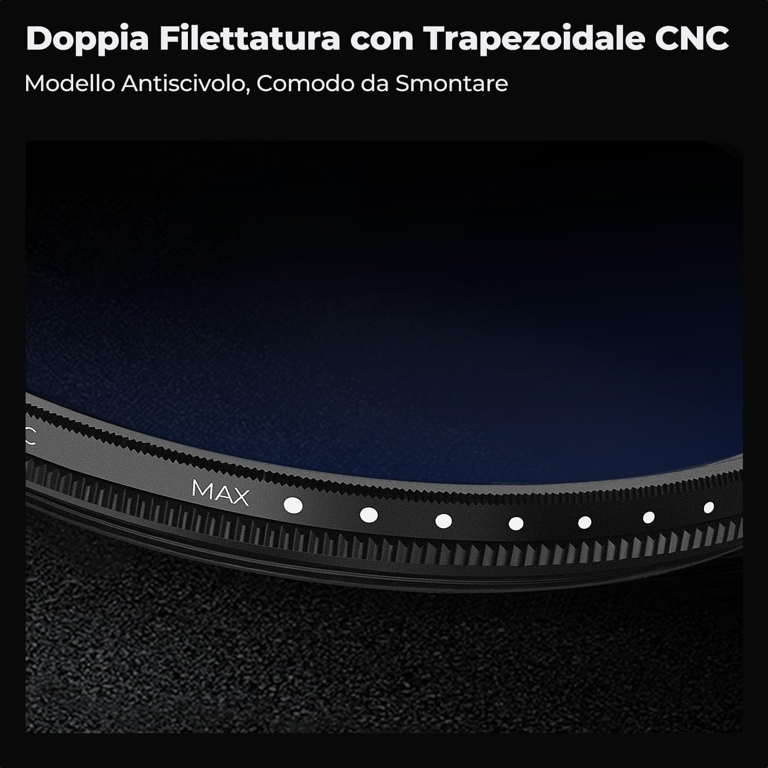 Thumbnail 3 de K&F CONCEPT Nano-Klear 62mm ND variabile ND2-ND400 (1–9 stop) con rivestimento nano e panno di pulizia