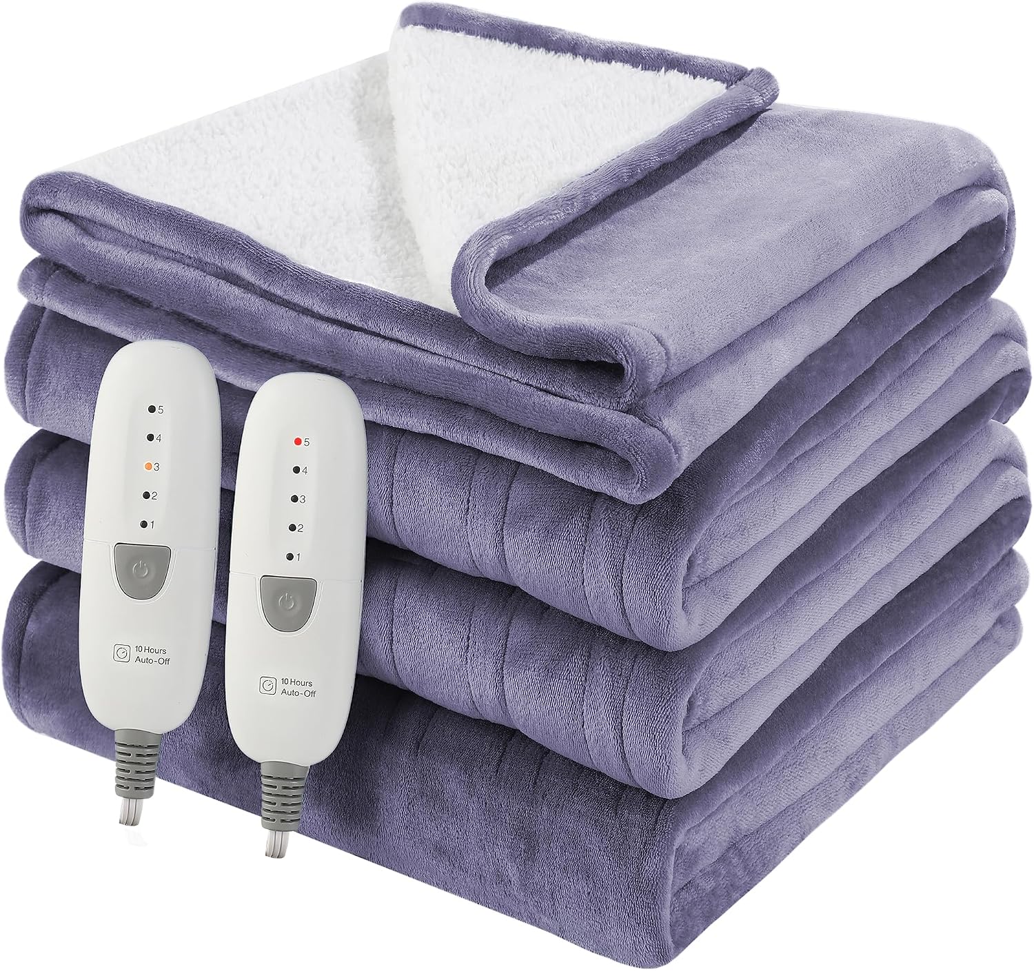 Detalle de Molatink Queen Heated Blanket, 84" x 90" Flannel and Sherpa, Dual Controllers