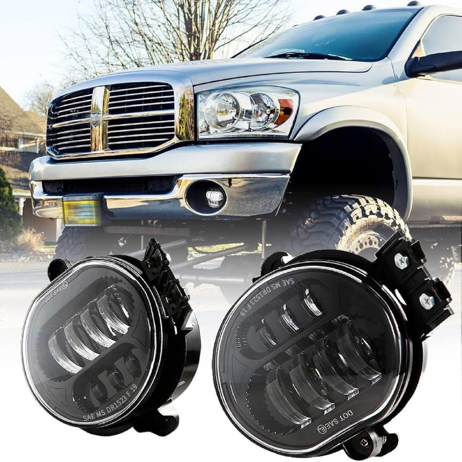 Detalle de BICYACO New Version LED Fog Light Pair for Dodge Ram 1500/2500/3500 (2002-2009) - Black